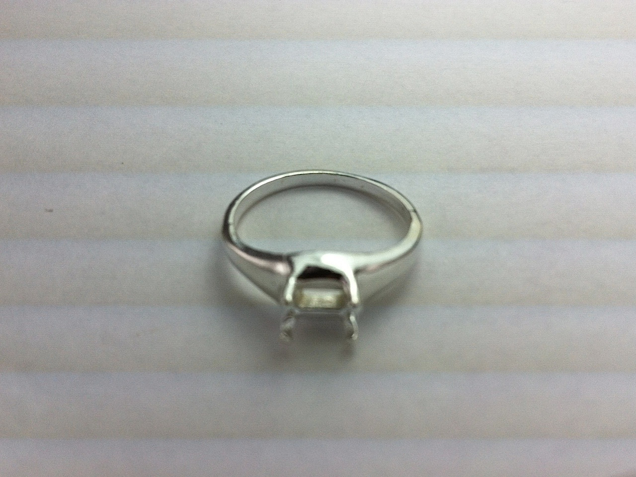 6x4mm Emerald Side-Set Dome Sterling Silver Pre-Notched Ring Setting Size 7