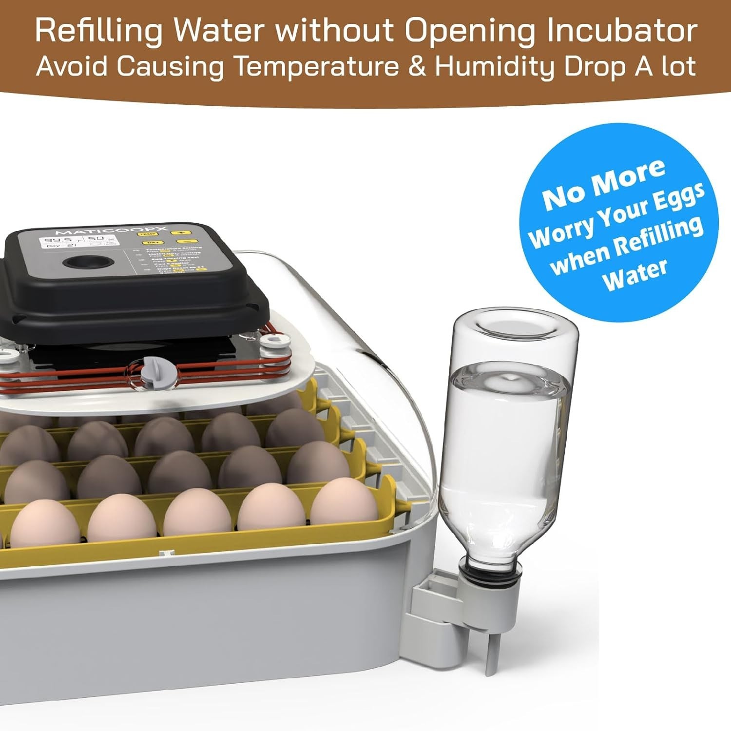 30-Egg Incubator with Humidity Display & Automatic Egg Turner for Hatching
