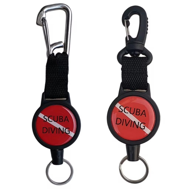 Scuba Diving Extendable Lanyard Stainless Steel Retractable Cord with Metal Hook
