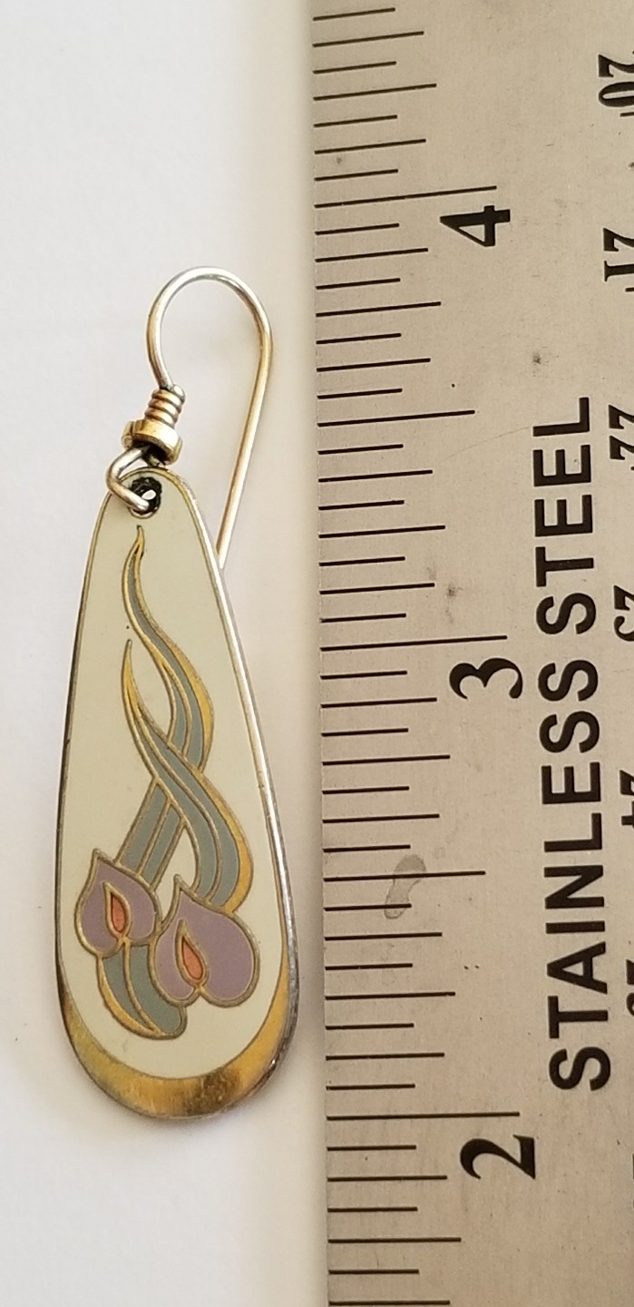 Laurel Burch Signed WILD ANTHURIUM hook style Earrings- nice