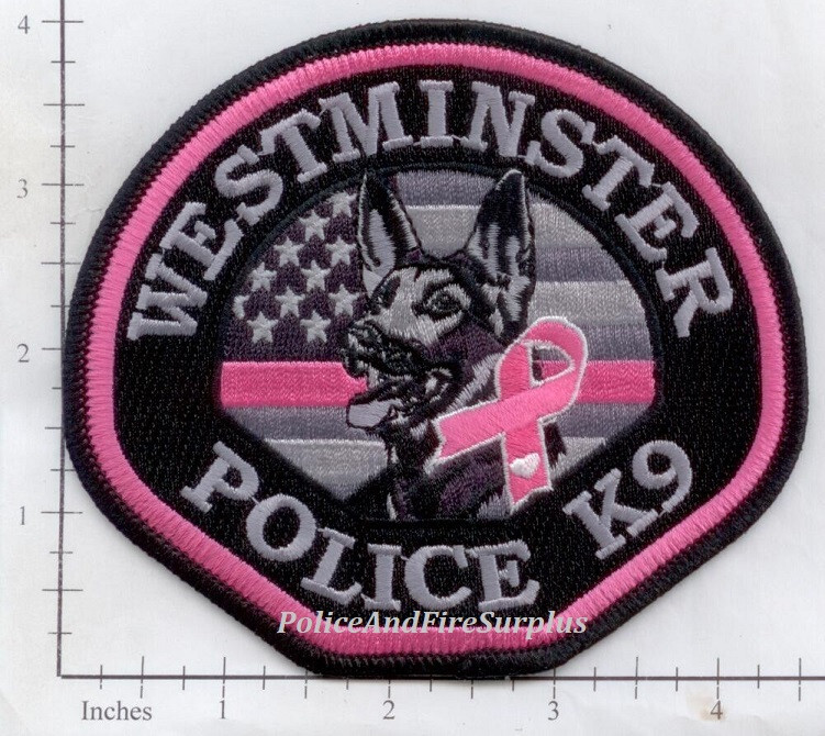 California - Westminster K-9 CA Police Dept Patch K9 Breast Cancer Awareness