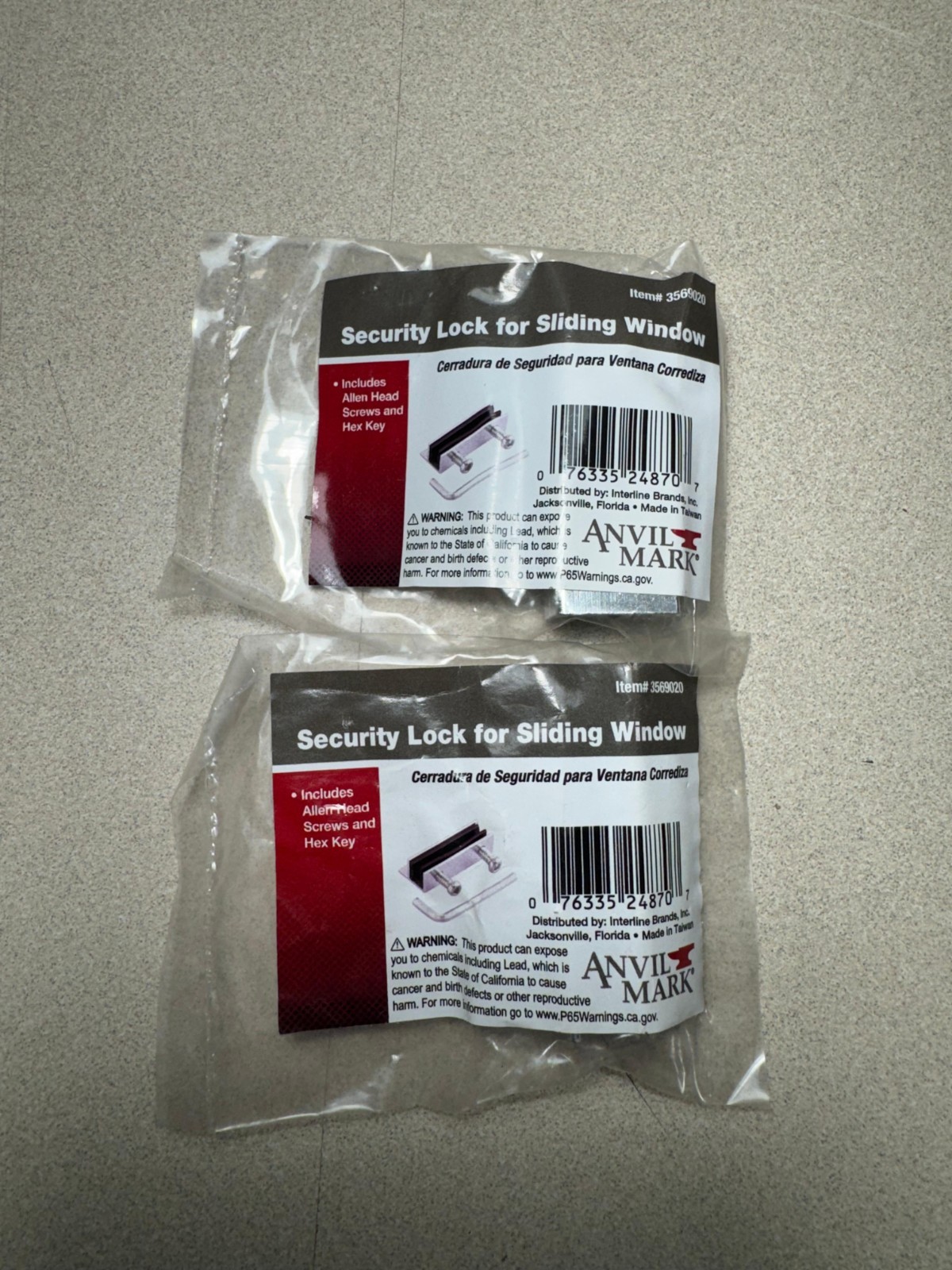 2 Anvil Mark Security Locks for Sliding Windows