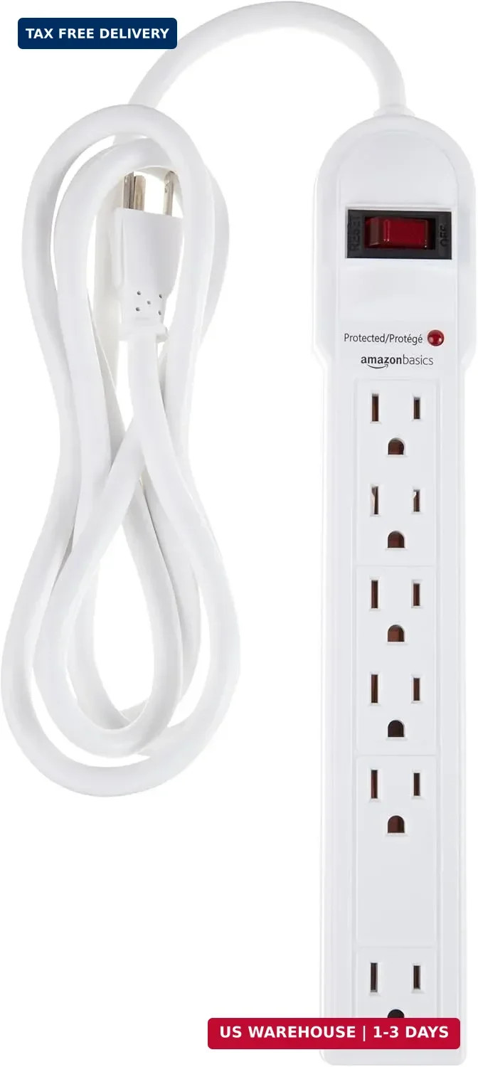 Surge Protector Power Strip, 6-Outlet, 790 Joules, Circuit Breaker
