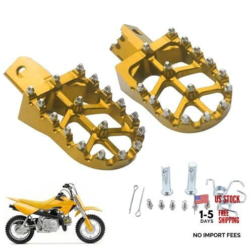 Motorcycle CNC Aluminum Foot Pegs Rests Footpegs for CRF50 (Gold) [Foot Pegs]