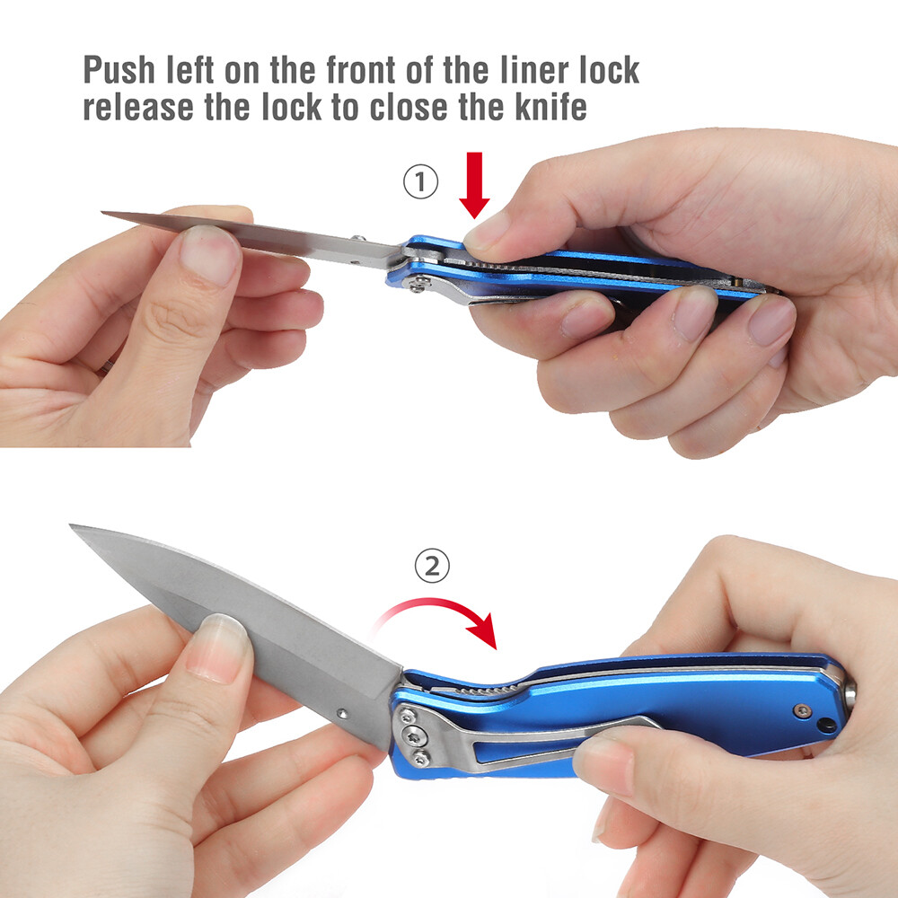 7-in Folding Pocket Knife Stainless Steel Drop Point Blade Multi-Functional Tool