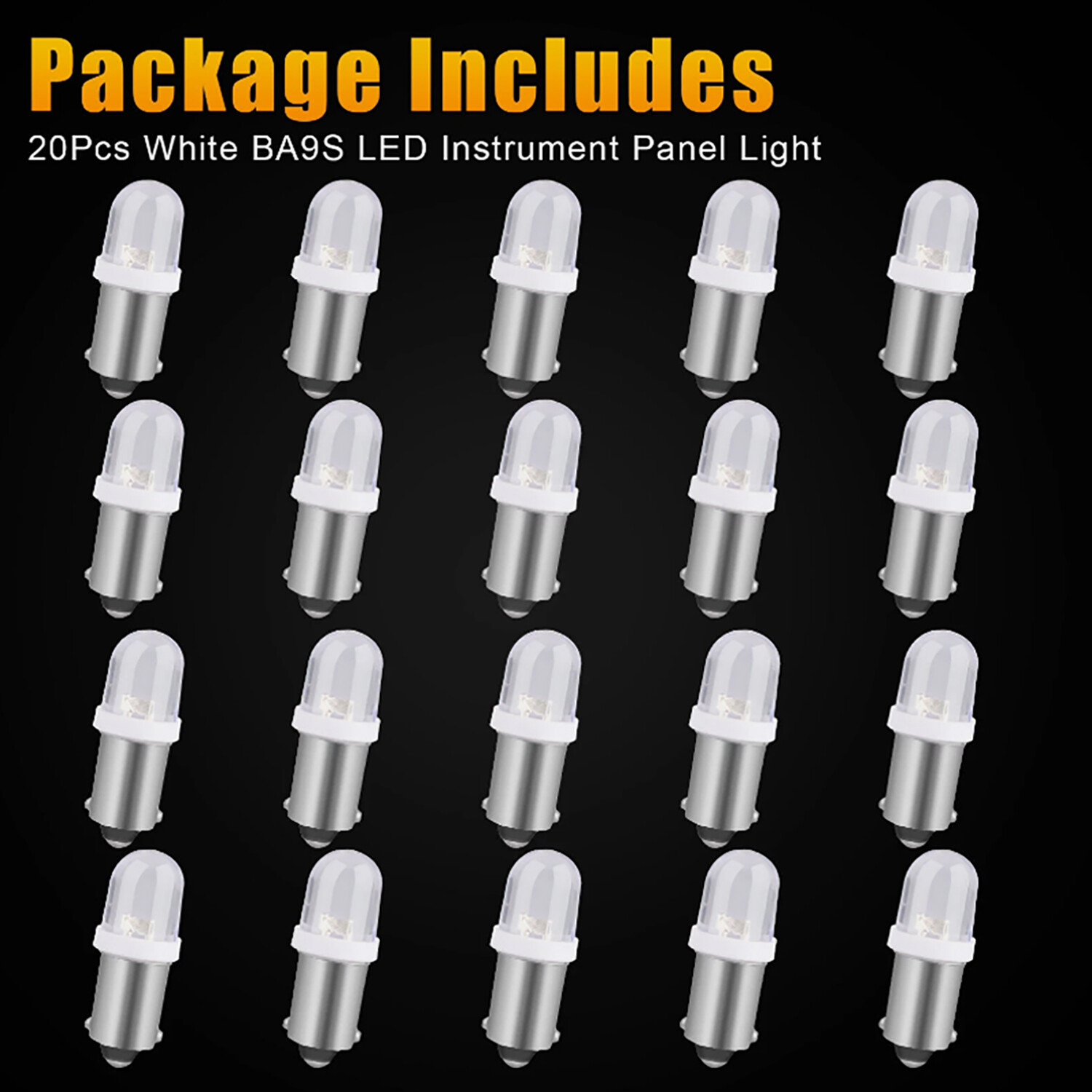 20x Super White BA9S LED Interior Instrument Panel Dash Map Light Bulb 1815 1895
