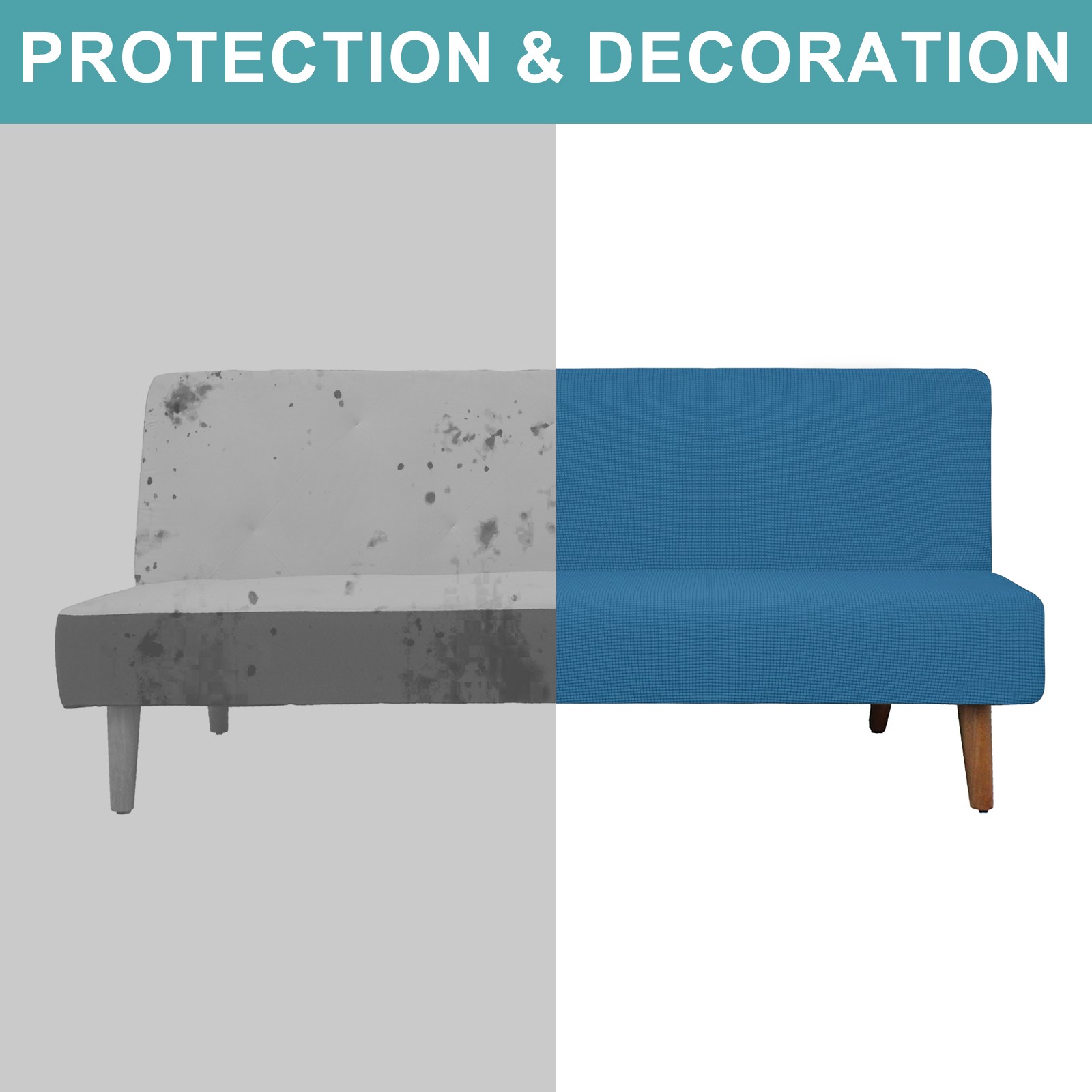 Stretch Sofa Bed Cover, Couch Slipcover Fit Length 47"-59", Silver Gray