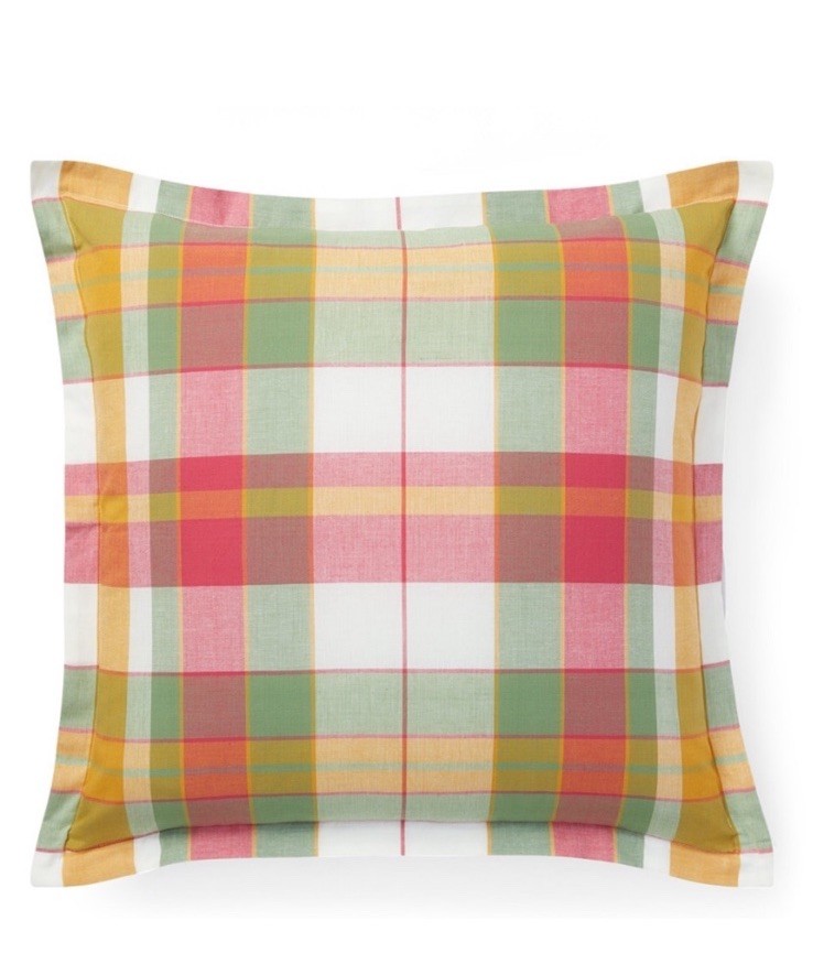 Lauren Ralph Lauren Feather Filled Madras Plaid Liana 18" Decorative Pillow