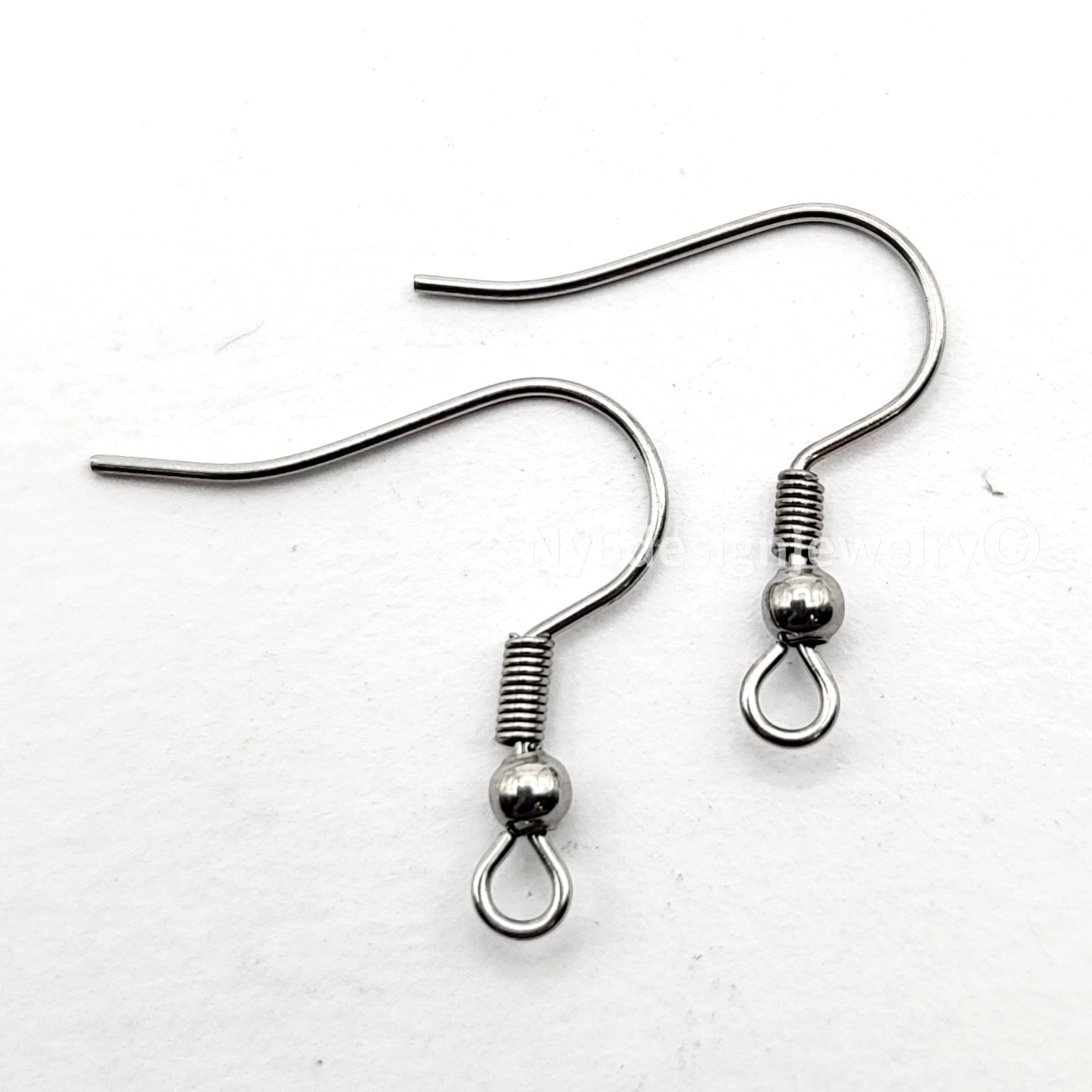 Stainless Steel French Ear Wires 20mm with Coil & 3mm Ball – 20pcs Hooks