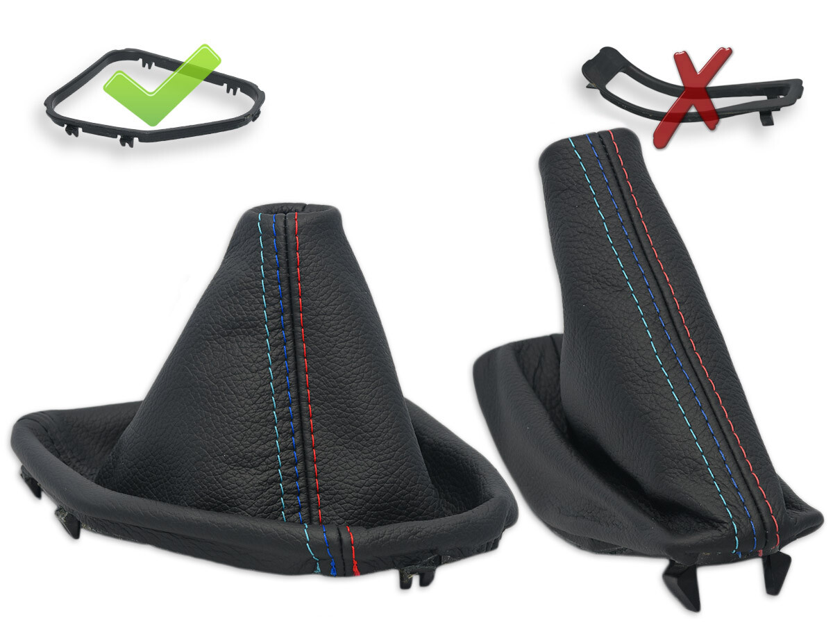 FOR BMW E39 95-04 LHD GEAR SHIFT + EBRAKE GAITER LEATHER STITCH MPOWER + FRAME