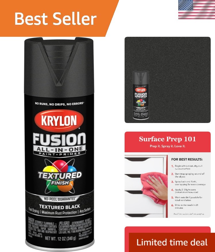 Fusion All-In-One Adhesive Spray Paint for Indoor/Outdoor Use, 12 oz, Black