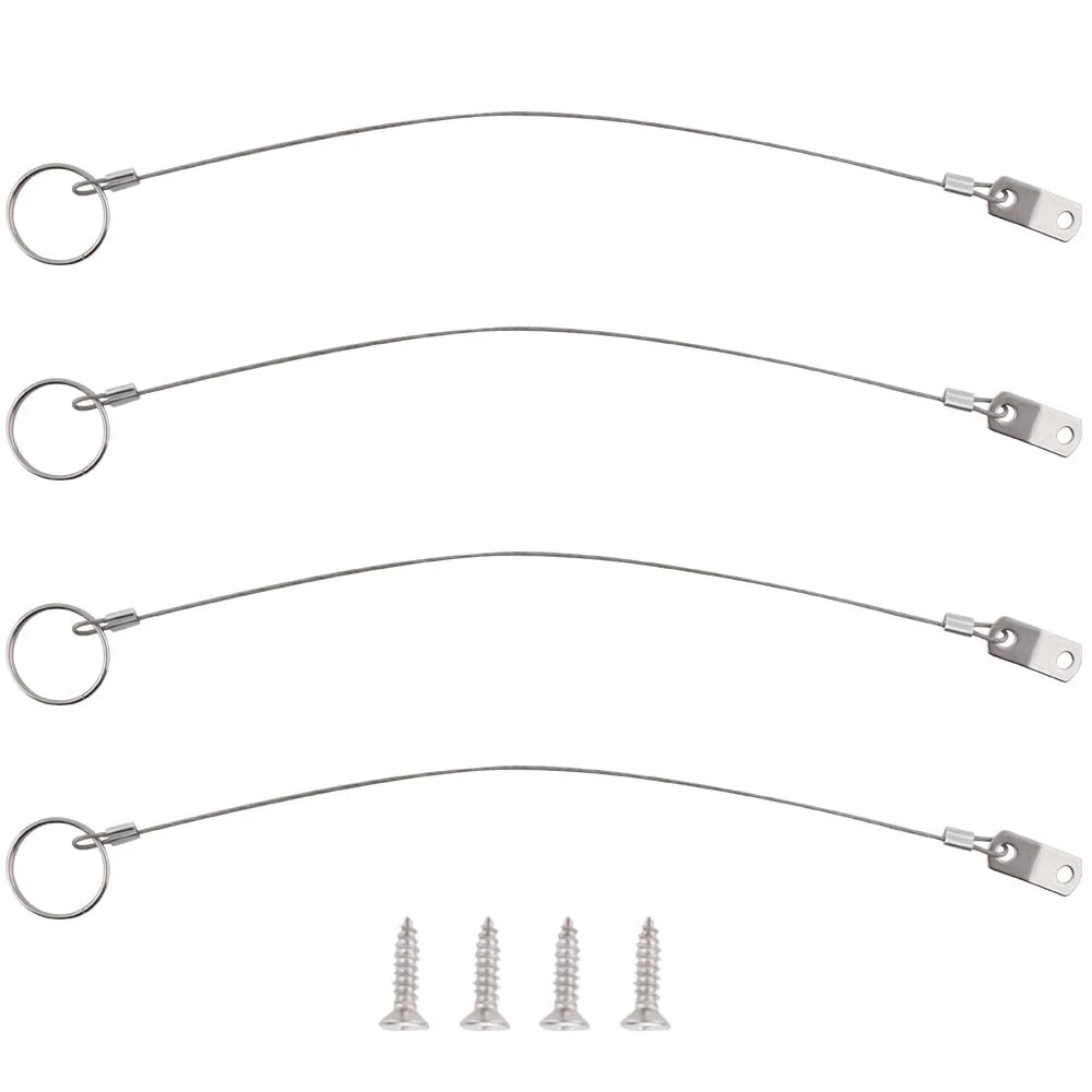 4 Pcs Full 316 Stainless Steel Lanyard Cable w' Drop Cam & Quick Release Ring Pr