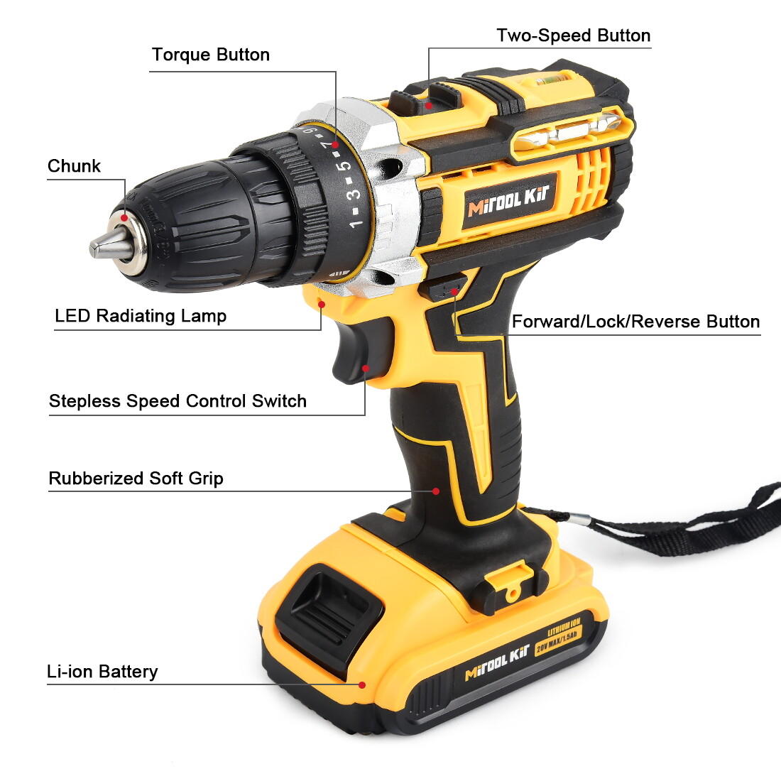 20V Electric Screwdriver Rechargeable Kit Cordless Drill Drill Driver Bits Set