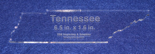 State of Tennessee  6.5" x 1.6"   1/4" Quilt Template- Acrylic - Long Arm/ Sew