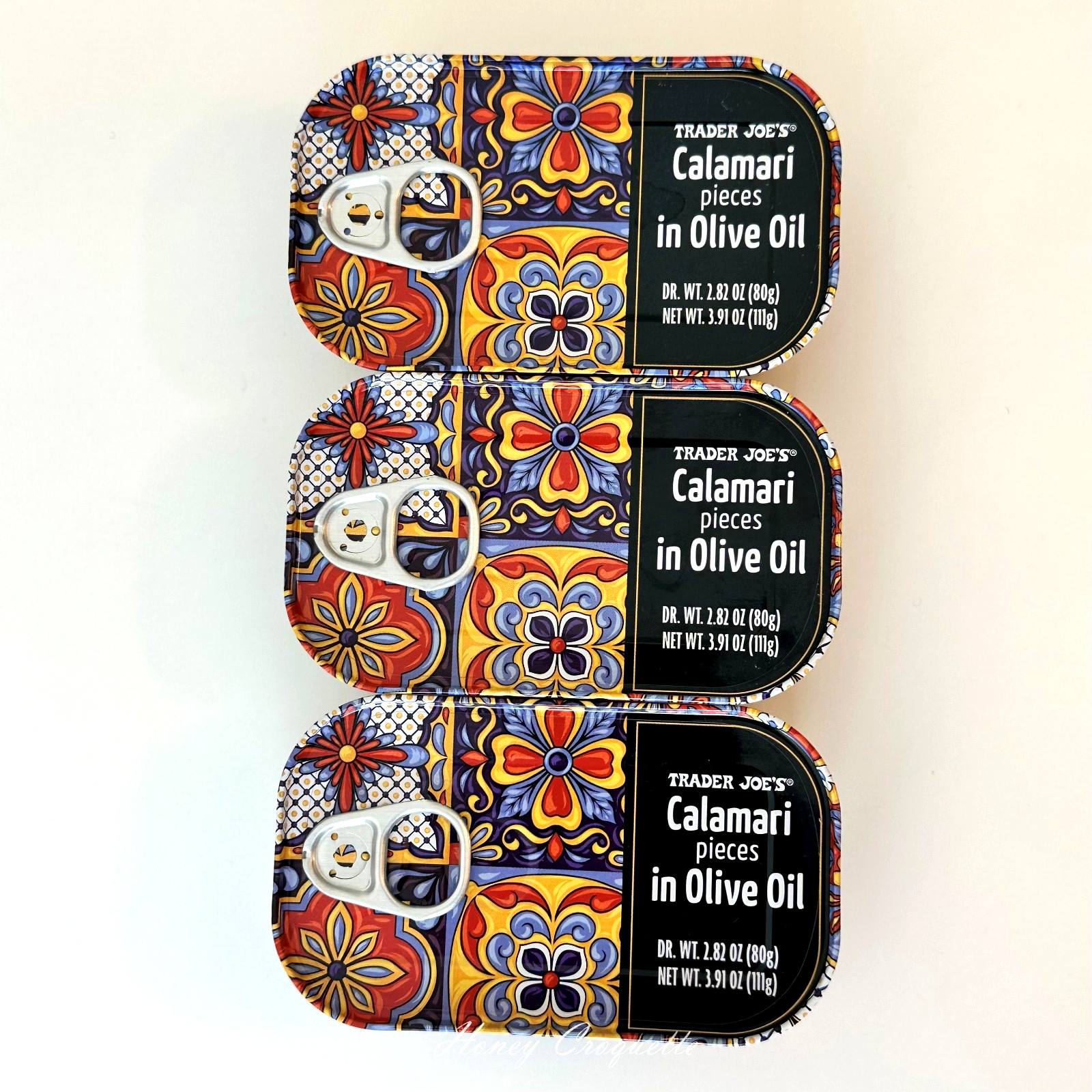 3 X Trader Joe’s Calamari Pieces in Olive Oil 3.91oz 111g Giant Squid EXP 2029