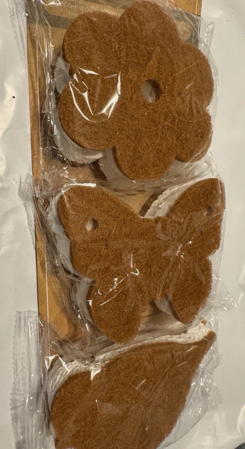 NEW 6 count, Joie Coconut Fiber Scrubbing  Sponges  Flower, Butterfly and bird