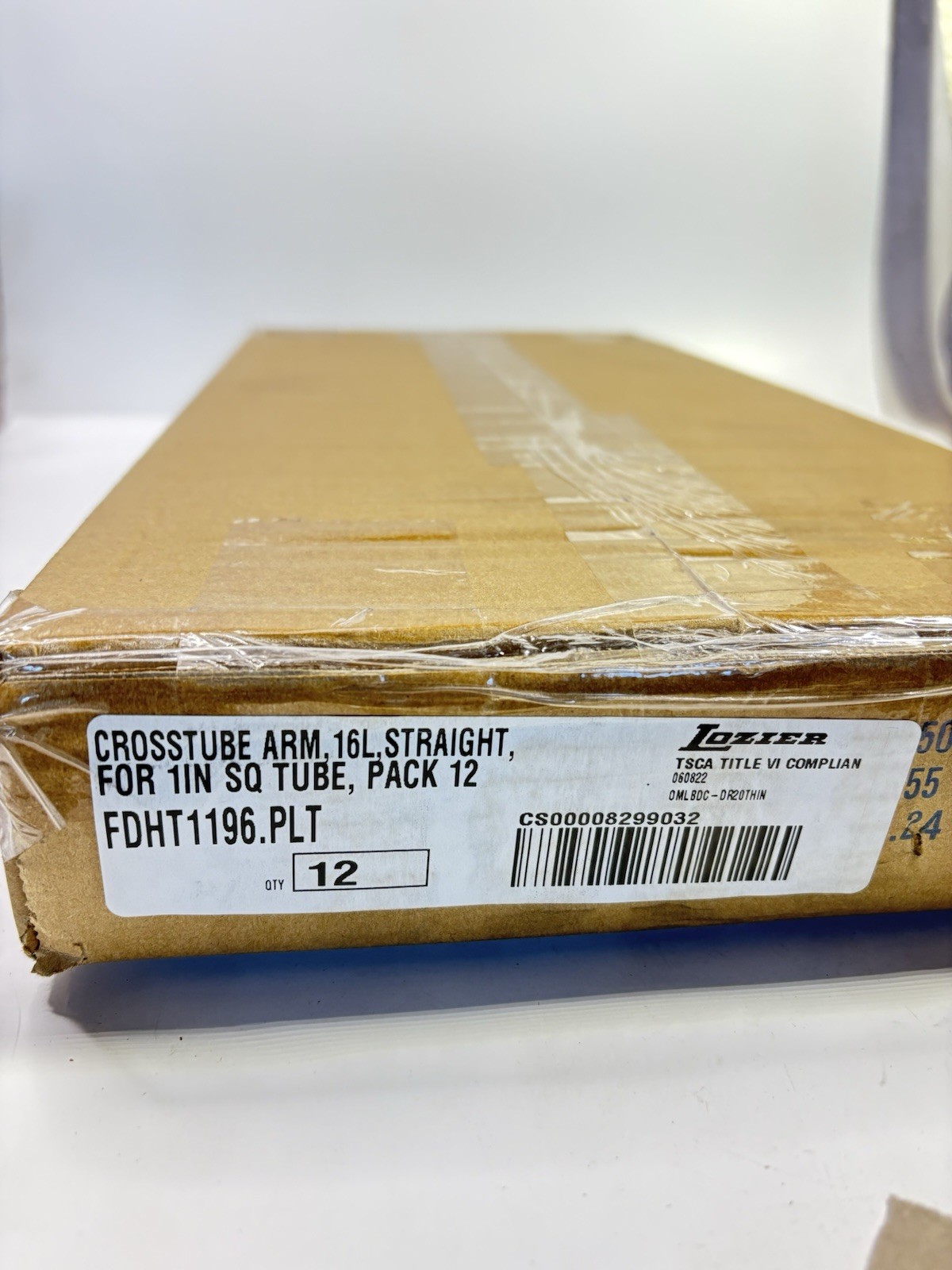 12-Lozier Straight Crosstube Arm For 1 Inch Square Tube 16-in Overall Length