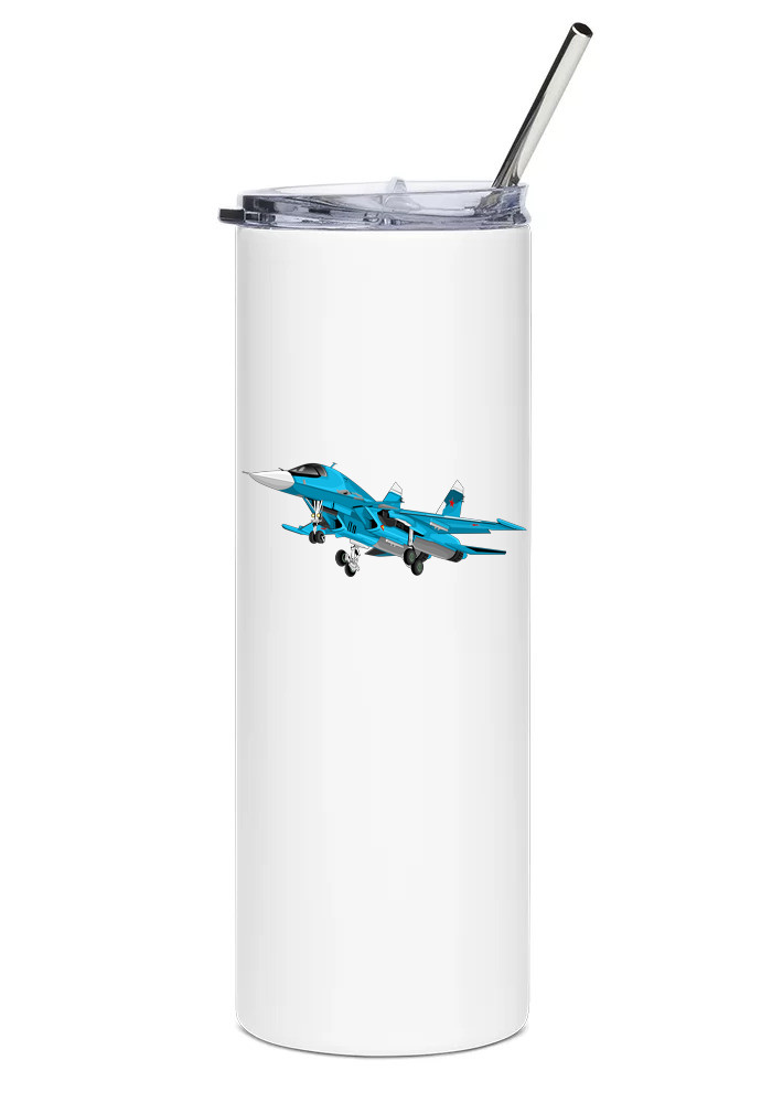 Sukhoi Su-34 Stainless Steel Water Tumbler with straw - 20oz.