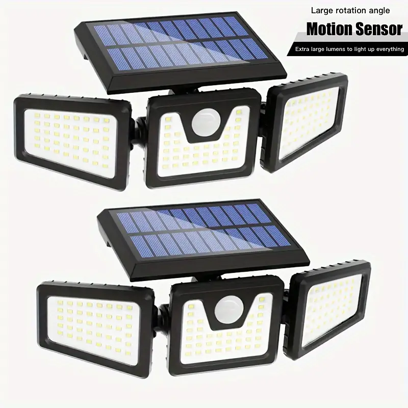 20000LM Solar Security Light Outdoor 3 head 74 LED Motion Sensor Waterproof Lamp