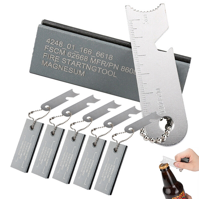 5pcs Fire Starter Flint Steel Striker Block Outdoor Survival Kit Camping Tool