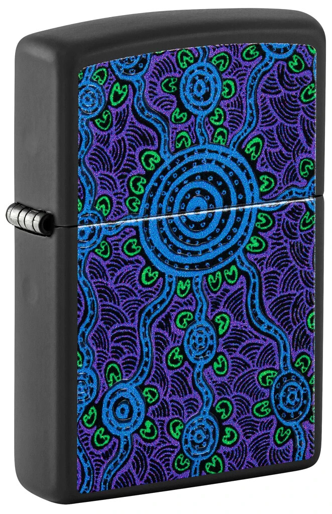 Zippo 48625, John Gumbula Design, Blacklight Process, Black Matte Lighter
