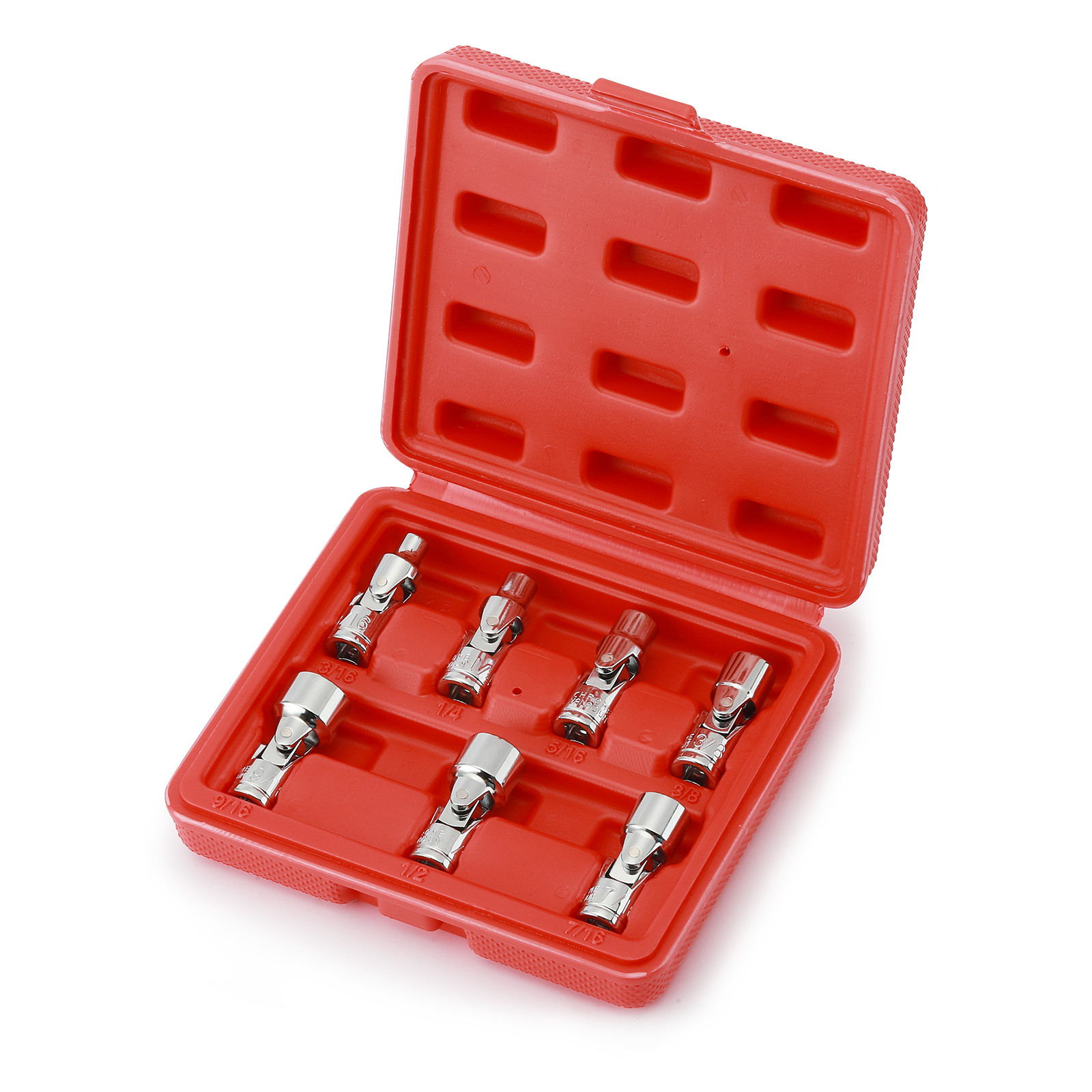 7PCS 1/4" Drive Universal Flex Socket Set, SAE, 3/16" to 9/16", 6-Point, CR-V