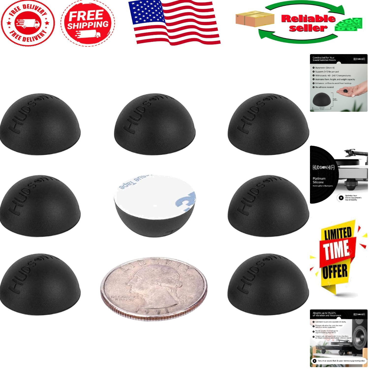 8-Pack Speaker Isolation Pads - 0.75" Anti-Vibration Silicone Feet for Sound ...