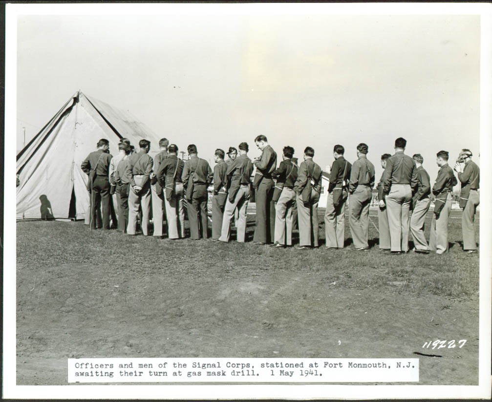 Signal Corpsmen gas mask drill Ft Monmouth 8x10 1941