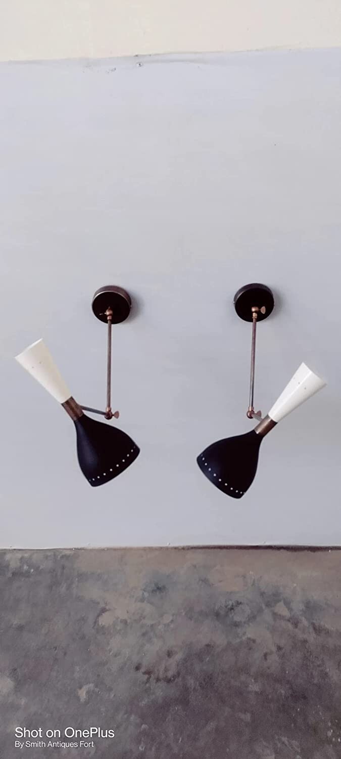 Modern Diabolo Wall Sconces Italian Stilnovo Style Set of Two Wall Light lamps