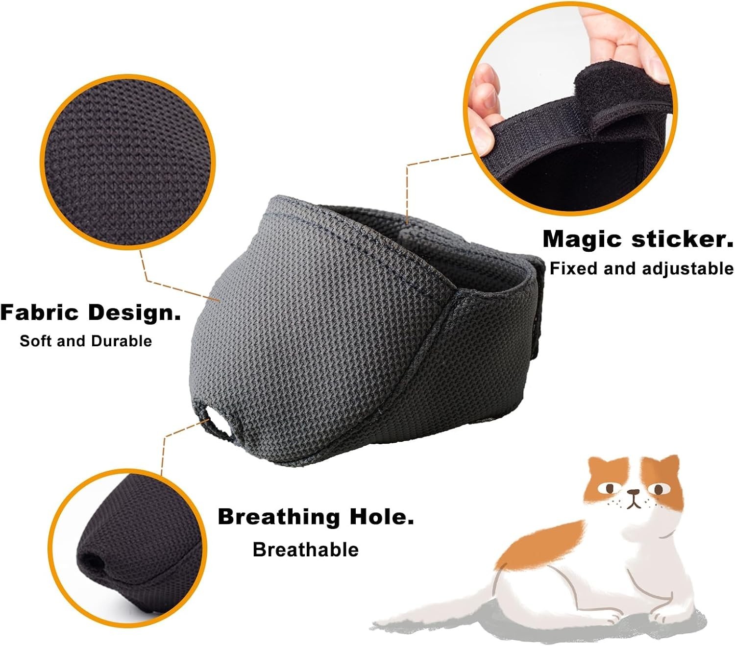 Cat Muzzle with Breathable Mesh, Cat Mouth Guard Muzzle for Prevent Biting Ch...