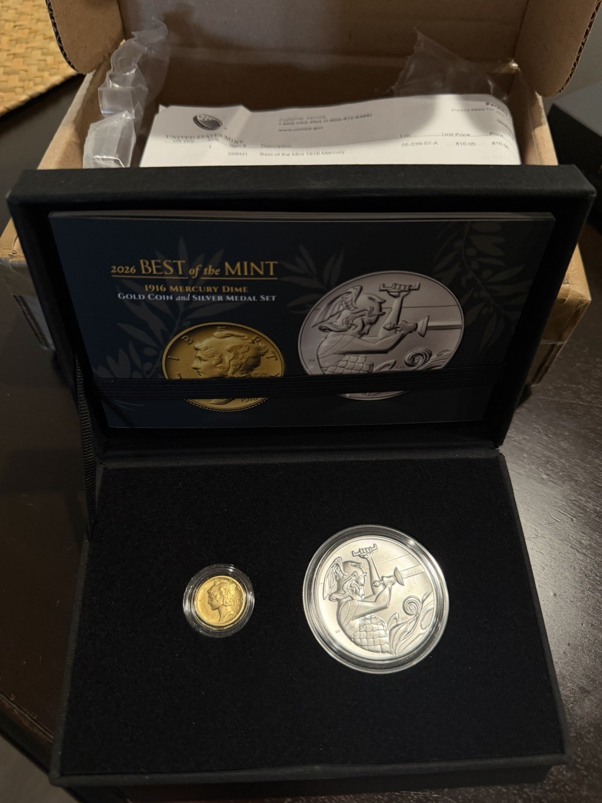 2026 Best of the Mint 1916 Mercury Dime Gold Coin & Silver Medal Set UNC