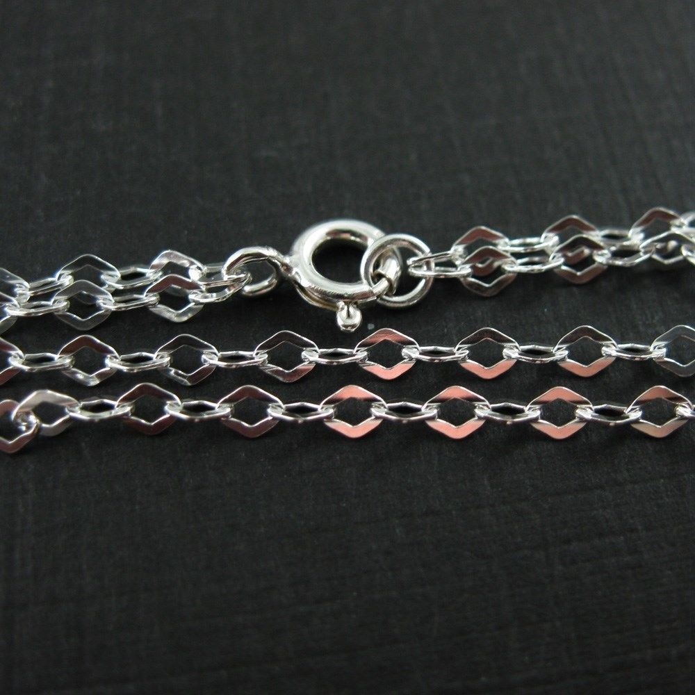 7.5 inch Sterling Silver Fancy Double Diamond Cable Chain Bracelet
