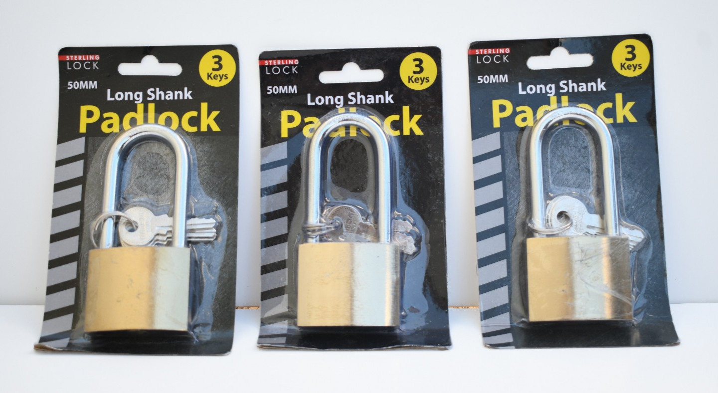 3 Pack - Sterling Locks - Security High Security Padlocks Brass Strong Steel