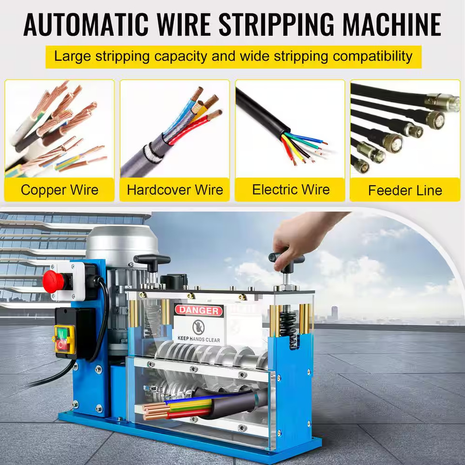 Electric Wire Stripping Machine Cable Stripper 1.5-38mm Copper Recycle Tool 110V