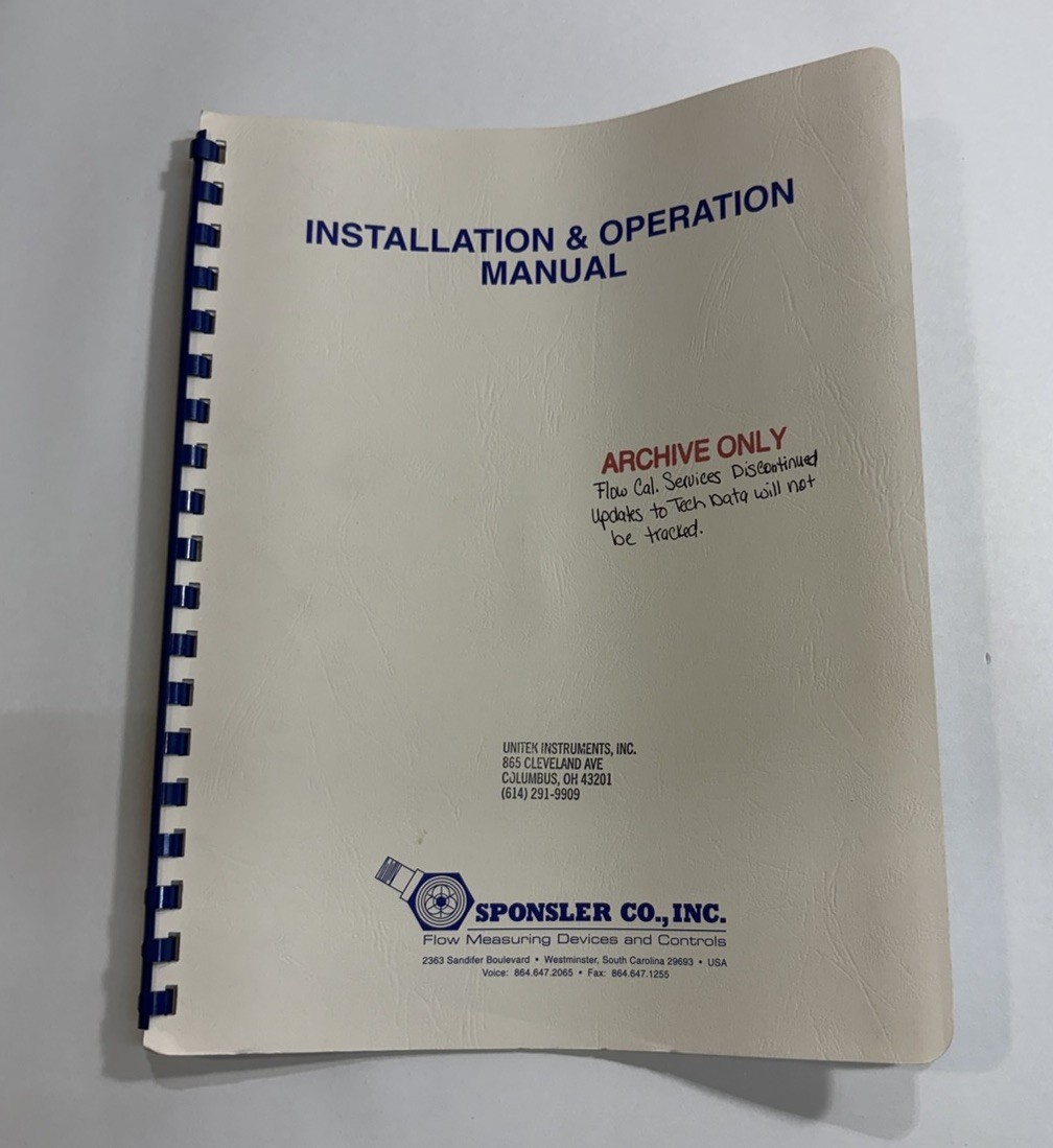 Sponsler IT300N Powered Totalizer Rate Indicator User Manual Guide Instruction
