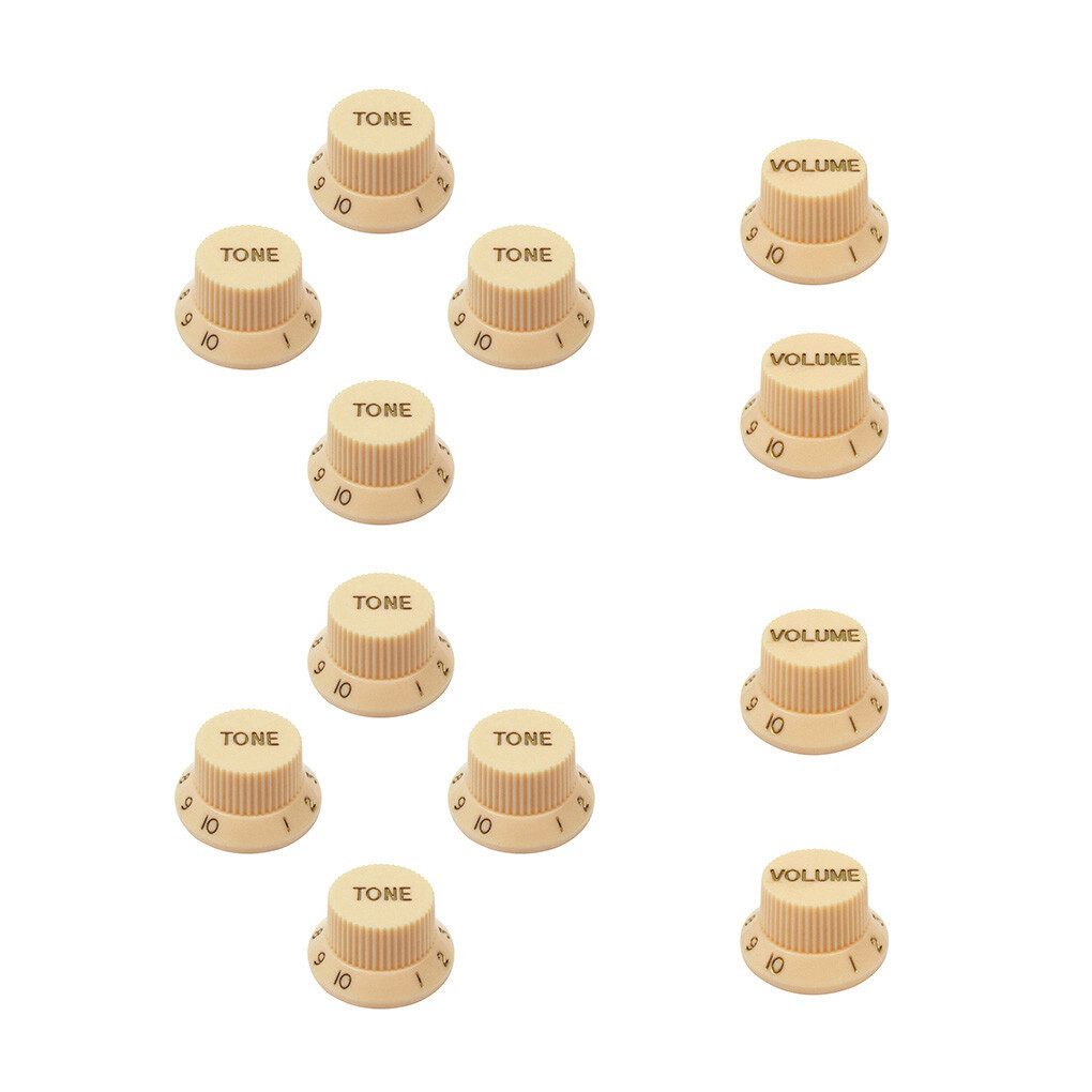 12PCS Yellow 8T4V Tone Volume Knobs Speed Control Knob Button for ST Guitar