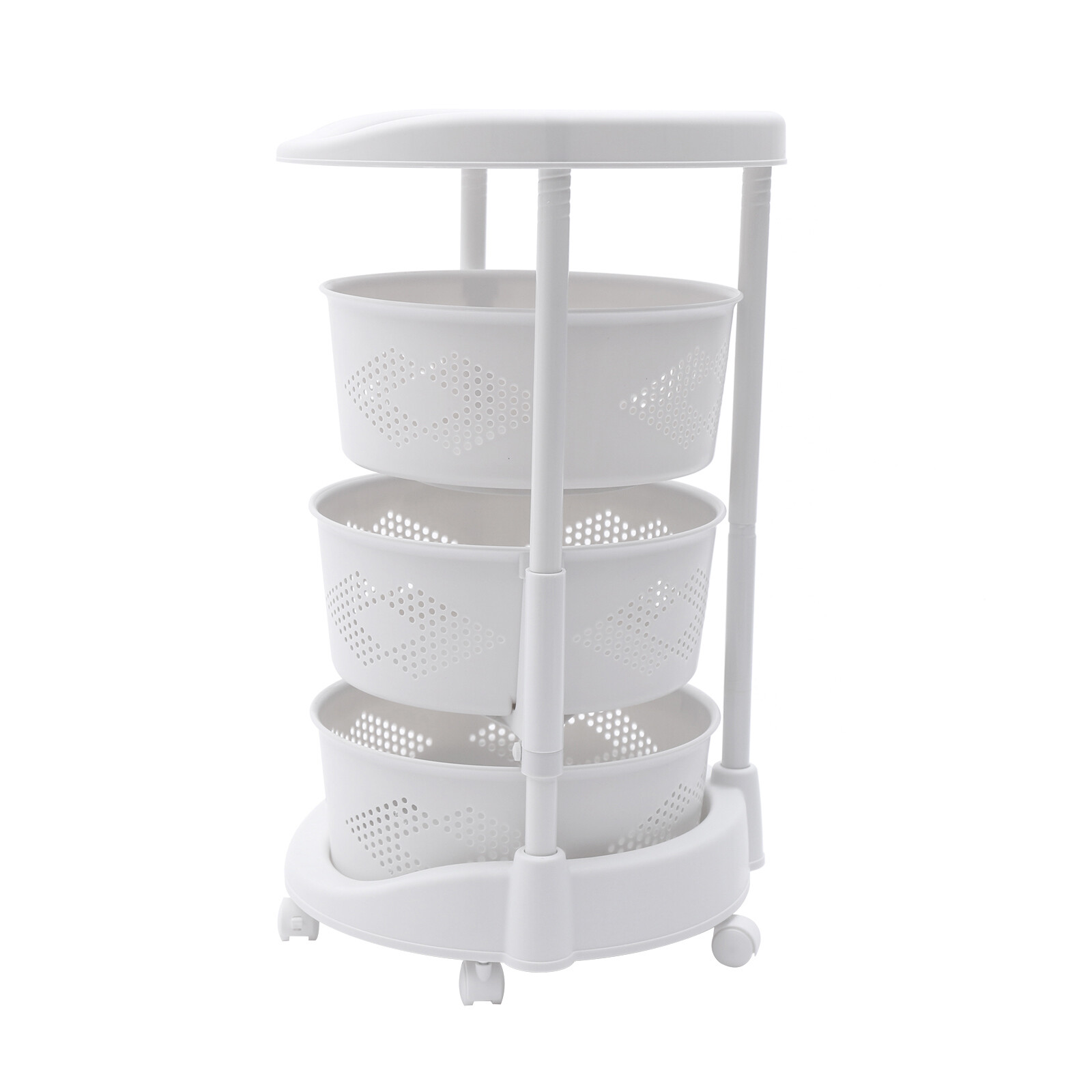 Storage Basket With Wheels Vegetable Rotating Basket Rack Kitchen Organizer New