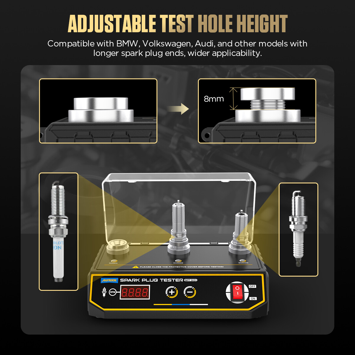 Car Spark Plug Tester Ignition System Analyzer Three Hole Diagnostic Test Tool