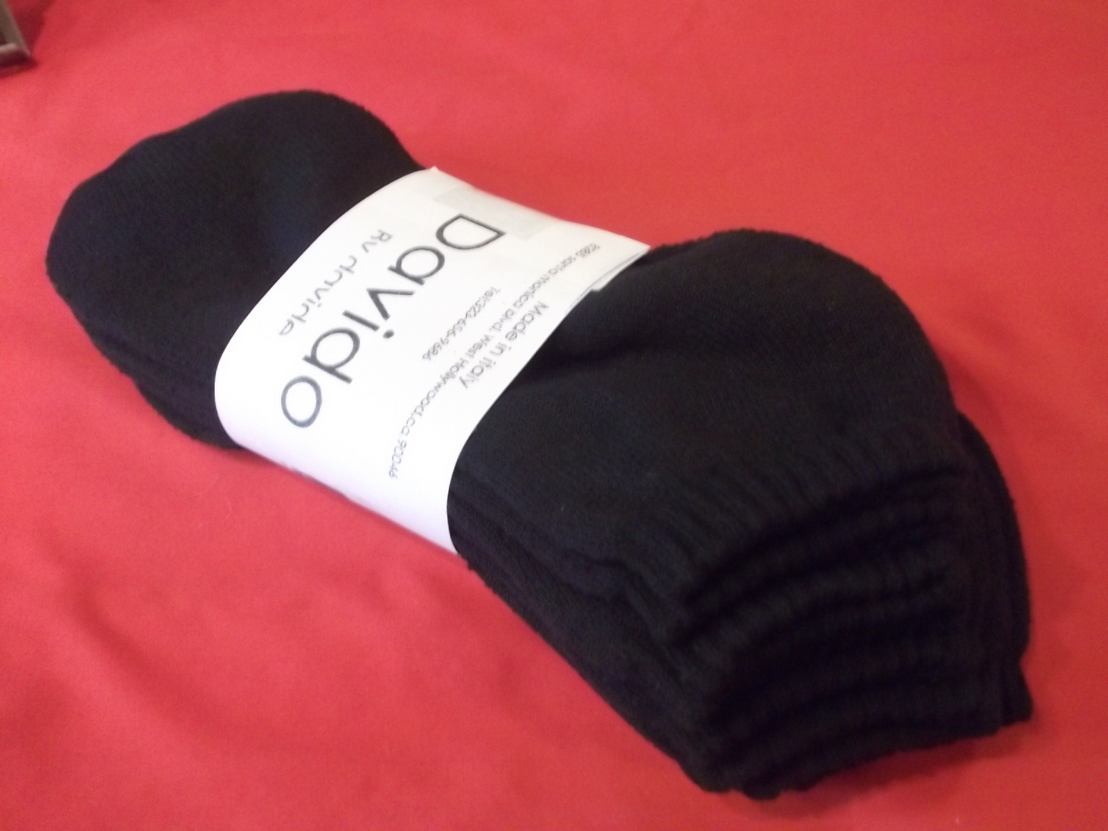Davido Mens socks ankle low cut 100% cotton made in Italy 4 pair black siz 10-13