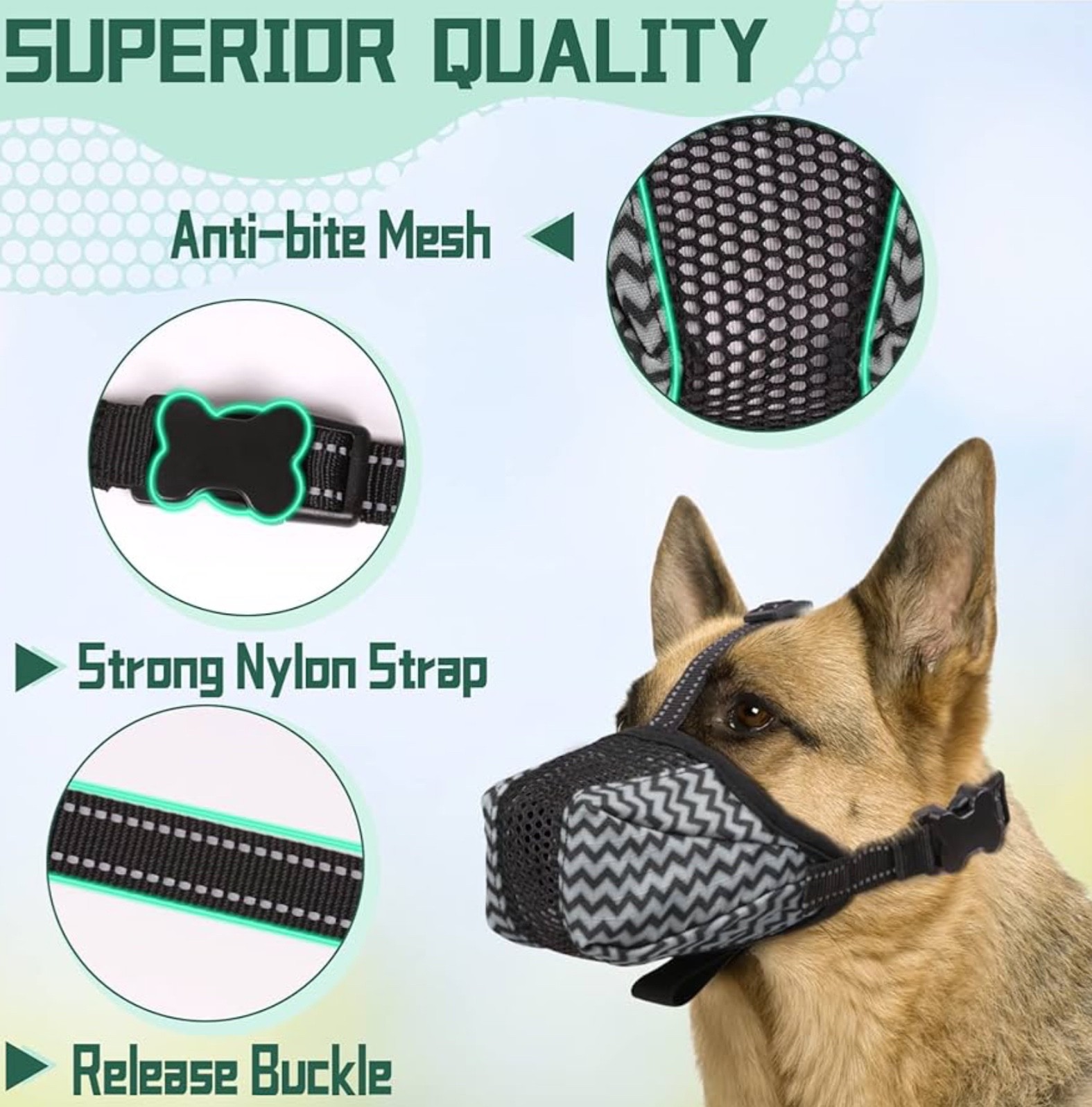 Dog Muzzle, Air Mesh Breathable Muzzle for Small Sized Dogs- New Open box