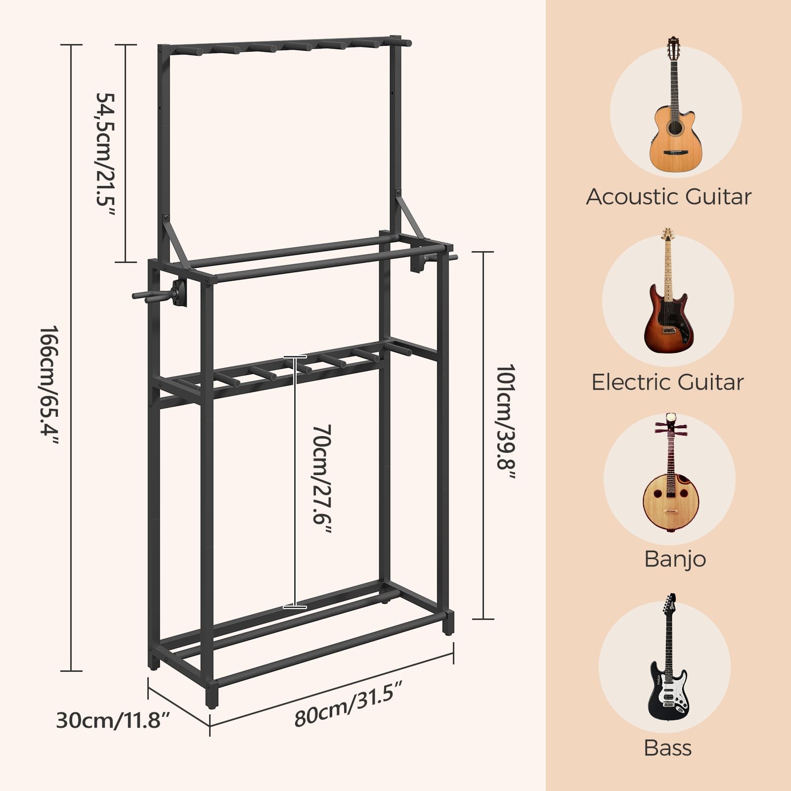 Guitar Stand, Multiple Guitar Rack Holder for Various Instruments, MultiInstr...