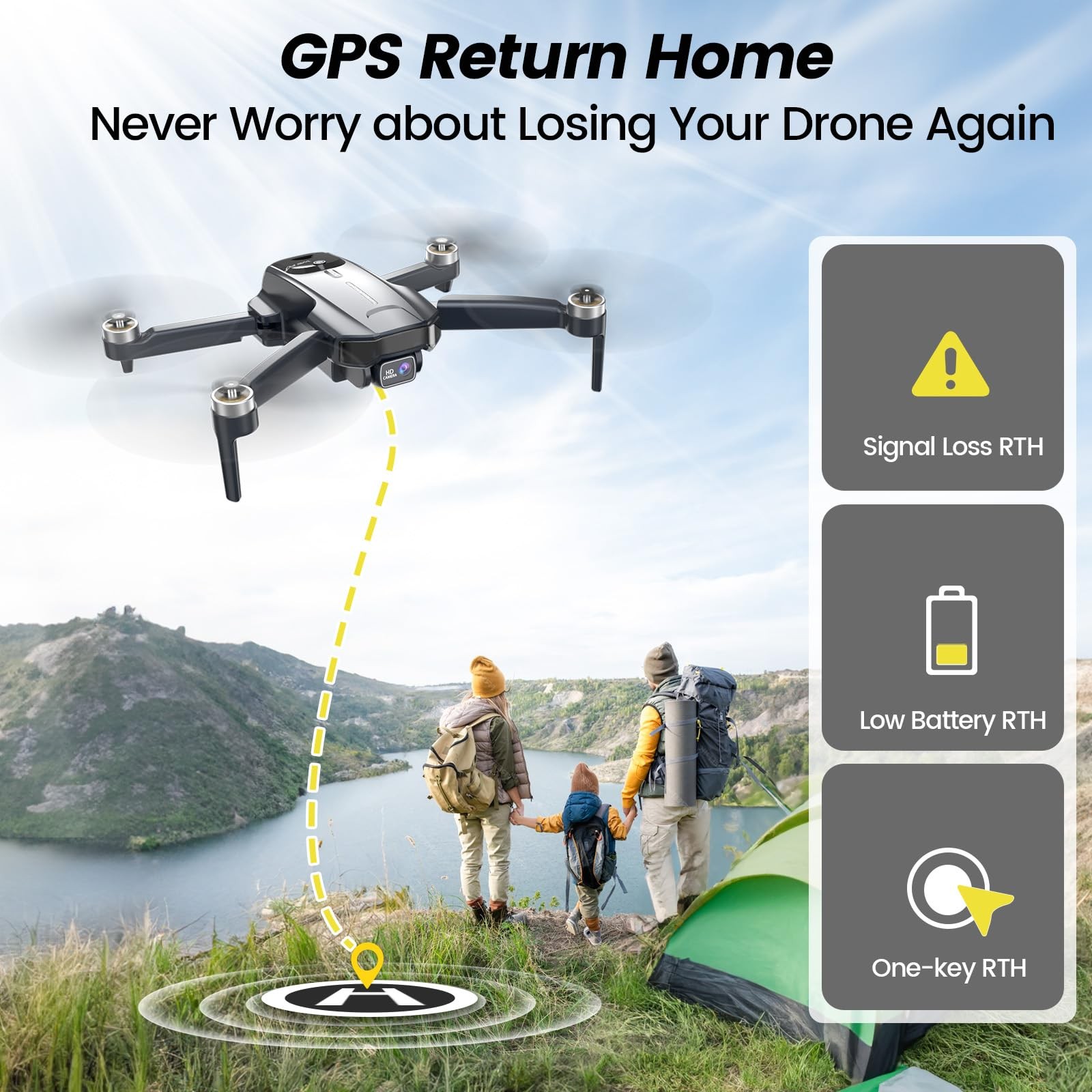 WeFone Drones with Camera for Adults 4k, WF31 GPS RC Drone FPV Foldable Black