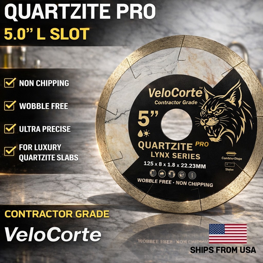 VeloCorte Quartzite Pro 5.0"  Diamond Blade L slot, Quartzite stone cutting