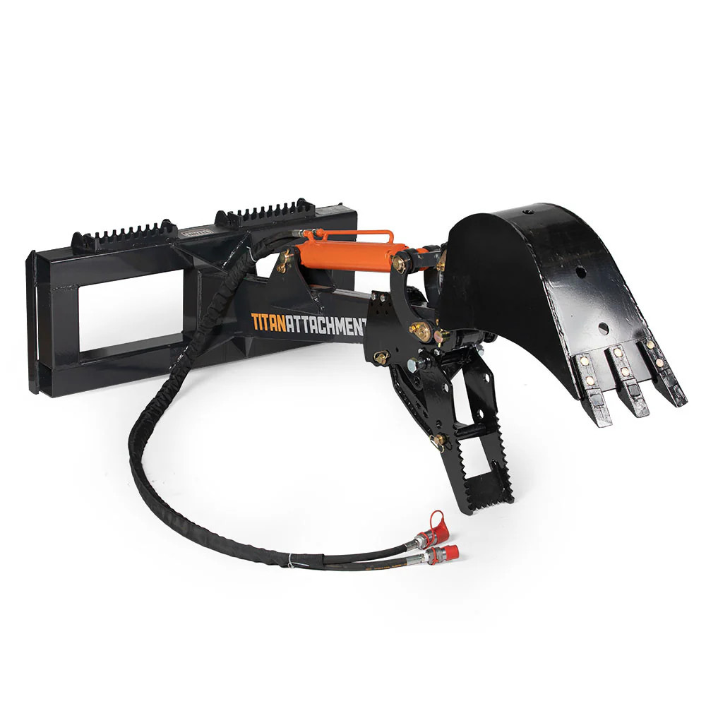 Titan Attachments Skid Steer Fronthoe Excavator Attachment, 12" Bucket & Thumb