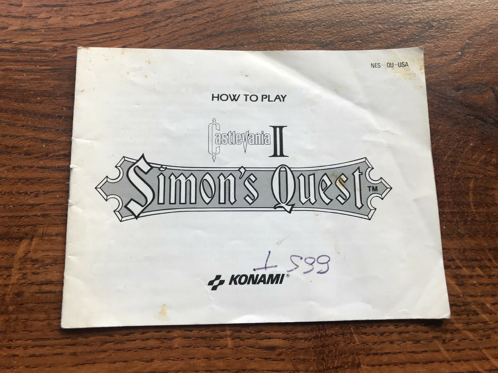 Castlevania II Simon's Quest 2 Nintendo NES Instruction Manual Only