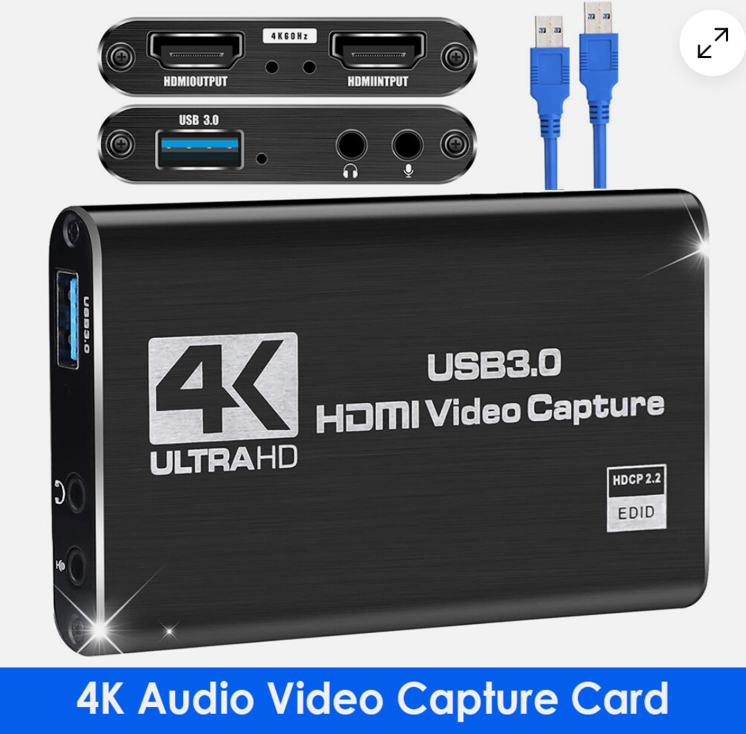 4K Audio Video Capture Card USB 3.0 HDMI Video Capture for Switch PS4 PS5 OBS PC