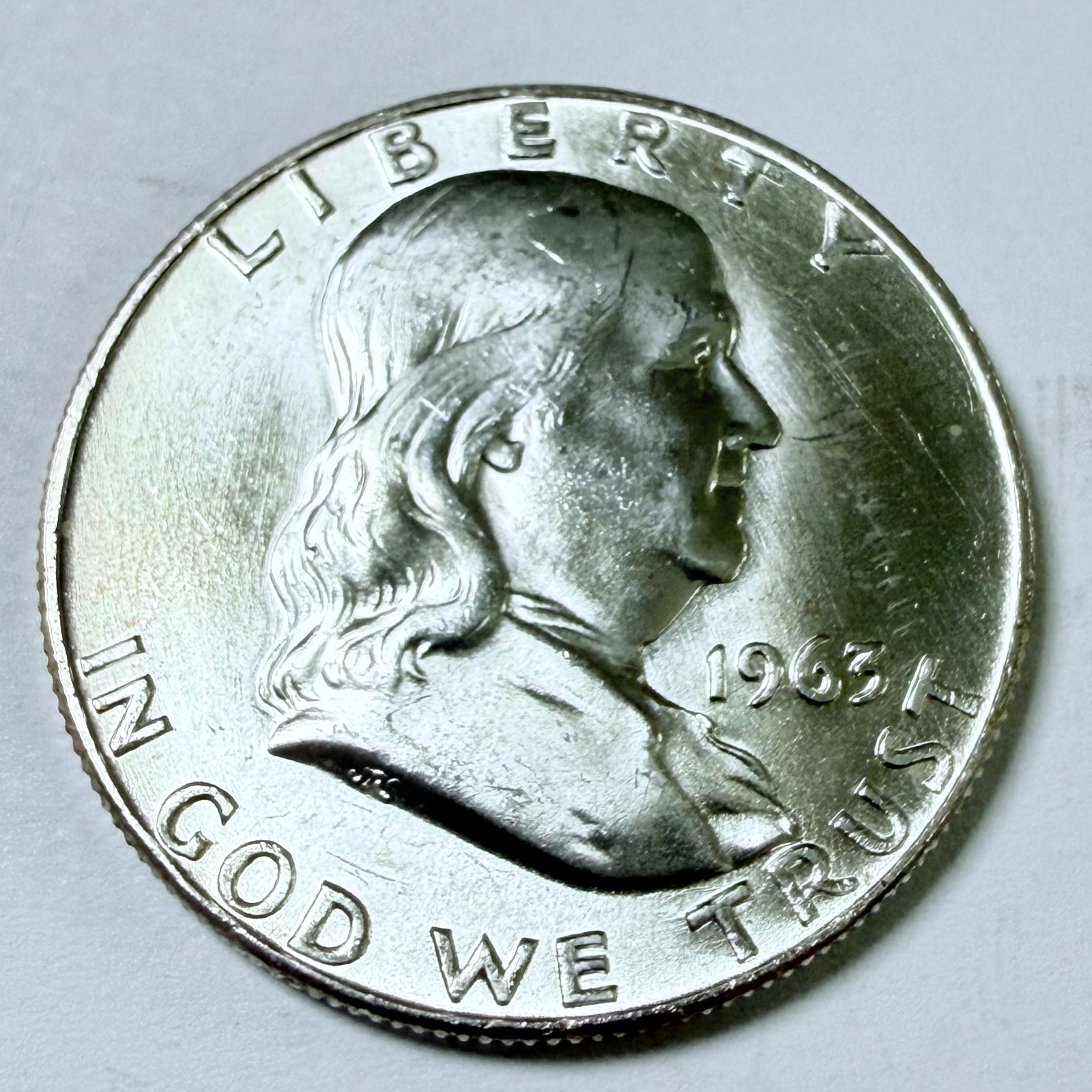 1963-D Franklin Half Dollar 90% Silver MS MINT STATE DETAILS #9785