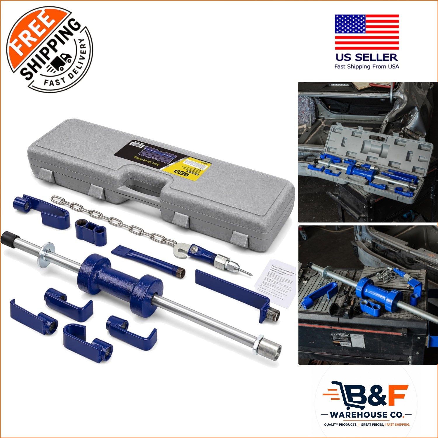 Heavy-Duty 13 LBS Slide Hammer Dent Puller Kit for Effortless Auto Body Repair