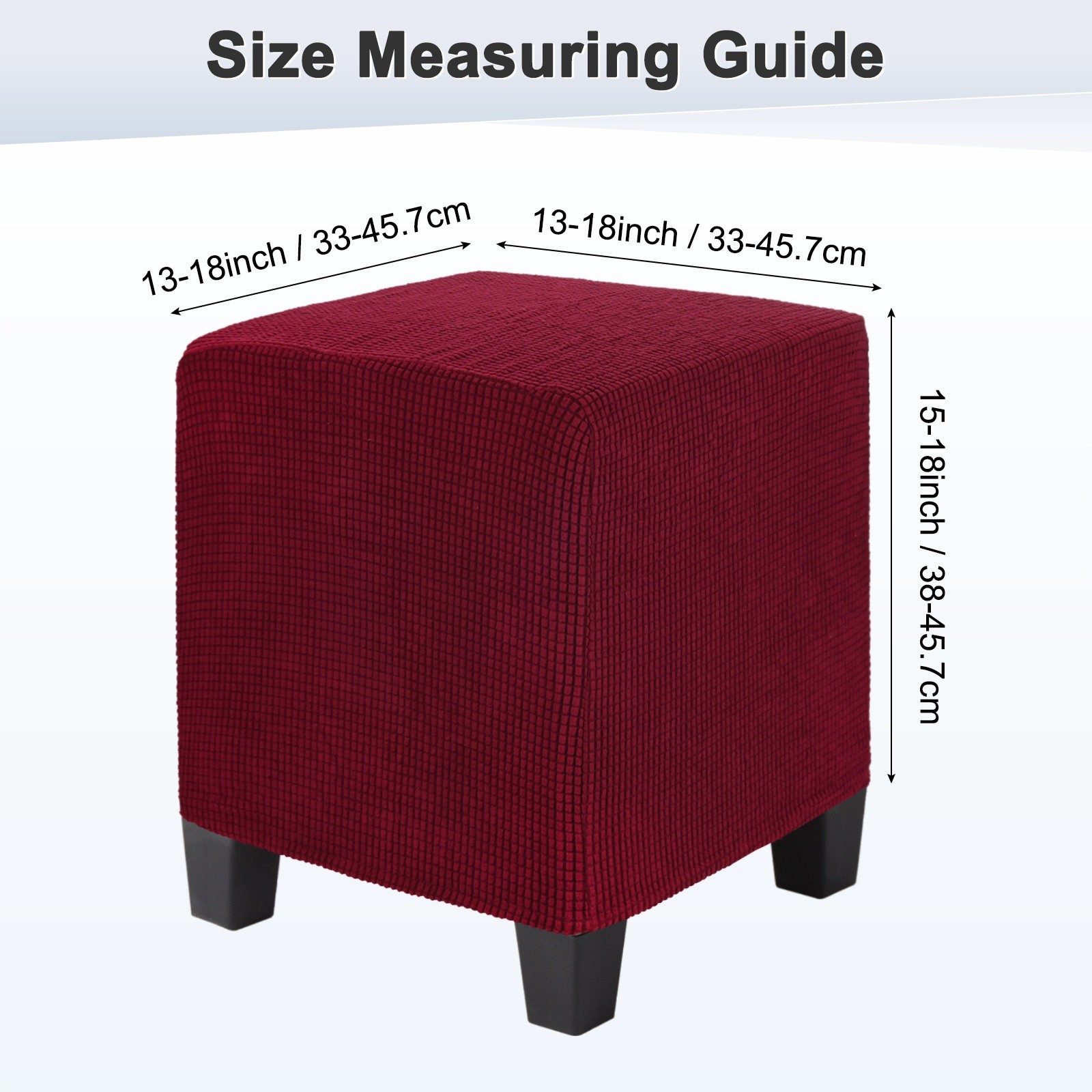 1-Pack 13"x13"x15" Stretch Square Ottoman Slipcovers Footstool Protector Wine
