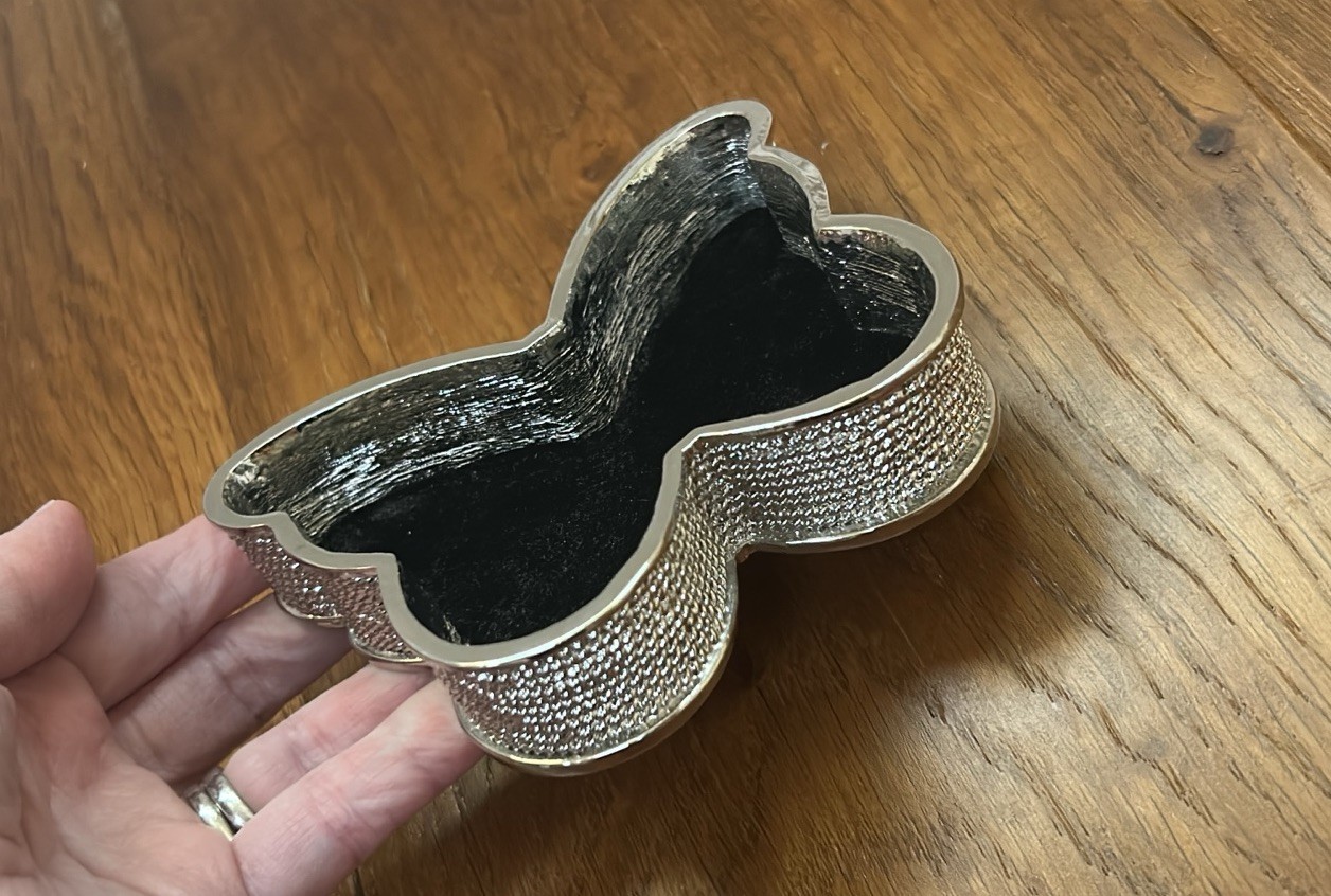Vtg Neiman Marcus Swarovski Crystal Silver Plated Butterfly Trinket Box